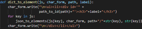 Dict to Element Code