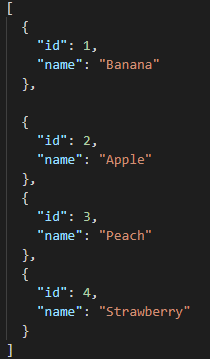 A JSON Example using fruit